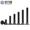 Guwanji grade 10.9 high-strength countersunk head hexagonal screws flat head bolts iron black flat cup machine screws national standard M3*8 100 pieces