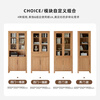 Original solid wood combination bookcase display cabinet Nordic modern minimalist study shelf oak bookshelf A4173 4-door bookcase - solid wood color
