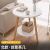 Quanpinwu Small Round Table Tea House for Living Room Simple Sofa Side Table Nordic Bedroom Bedside Table Mini Balcony Small Table Recommended Double Layer Warm White 40*40*50 Thickened Table Legs Increased Load Bearing