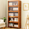 Trojan simple floor-standing bookshelf living room storage rack simple study storage cabinet bookcase reading rack integrated against the wall Changhong flip door five layers 80 long