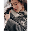 Inman wool double-sided wool coat winter women's commuter lapel collar cocoon-shaped temperament long coat dark floral gray S