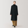 MUJI Women's Wool Mixed Stand Collar Coat Woolen Coat Mid-Length Women's Winter Jacket Women's BD0Z6A4A Black XL (165/92A)