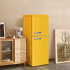 DEMULLER Retro Refrigerator Small Large Capacity Home Rental Refrigerator Cosmetics Silent Powerful Internet Celebrity Refrigerator Refrigerator Freezer Energy Saving BCD-118 Wheat Yellow