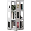 Xianyi steel thickened 360-degree rotating movable bookshelf simple living room floor-standing study library creative book 5-layer white floor-to-ceiling bookshelf
