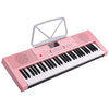 Meirkergr MK-288 Pink Basic Version + Piano Stand 61-Key Multi-Function Teaching Electronic Keyboard Children's Beginner Musical Instrument Connected to Microphone Headset Mobile Pad with Piano Stand
