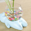Yuxuan creative glass ornaments animal small flower pot tea table pothos flower vase hydroponic container stand spotted deer (blue) flower pot