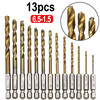 FEITA hexagonal handle twist drill bit set rechargeable drill high-speed steel reamer drill 1.5-6.5mm electric screwdriver bit titanium-plated twist drill bit 13-piece set