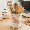 Duomeiran Japanese-style cherry blossom chopstick tube ceramic chopstick holder household drain chopstick basket chopstick bucket chopstick cage storage chopstick holder hand-painted cherry blossom chopstick tube