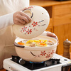 Songyu Japanese casserole stew pot household soup pot gas stove soup casserole high temperature resistant dry-fired ceramic claypot rice casserole pot for 1-2 people hand-painted maple leaf 1.5L