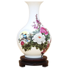 Proud Jingdezhen ceramic small vase, new Chinese-style handicrafts, living room decorations, wine cabinet, office rack decorations, accompanying vase appreciation (with wooden rotating base)