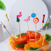 Yisheng disposable fruit picks, high-quality bamboo flower picks, fruit forks, creative art picks, cocktail picks, sandwich fruit picks, 12cm double red beads, 100 pieces