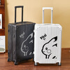 Guihong 2025 new suitcase student fashion cartoon password box men and women thickened high-value aluminum frame trolley suitcase 1482 (zipper style) white 20 inches domestic and foreign boarding suitcases