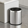 AKBK stainless steel metal trash can 10L living room kitchen bathroom light luxury hotel office large round single layer