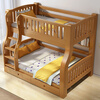 LAIKEXUAN children's solid wood bunk beds for boys and girls, high and low bunk beds, walnut ladder cabinets, upper bunk 160, lower bunk 180