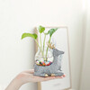 Yuxuan creative glass ornaments animal small flower pot tea table pothos flower vase hydroponic container stand spotted deer (blue) flower pot