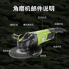 TANK angle grinder cutting and polishing machine multi-functional metal high-power grinder 125 type angle grinder 1700W new stone cutting package