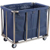 Stainless steel hotel room linen cart bag hotel thickened bass linen cart multi-functional cleaning room oral *thickened tapered blue cart