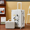Guihong 2025 New Cartoon Printed Luggage Lightweight Trolley Case for Men and Women Aluminum Frame Large Capacity Student Strong and High-Class 2026 (Aluminum Frame Model) White 20 Inches Domestic and International Boarding Cases