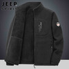 JEEP SPIRIT Jeep Jacket Men's Spring and Autumn Stand Collar Polar Fleece Jacket Men's Velvet Cardigan Sweater Men's Dark Gray XL