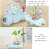 Yuxuan creative glass ornaments animal small flower pot tea table pothos flower vase hydroponic container stand spotted deer (blue) flower pot