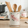 Duomeiran Japanese-style cherry blossom chopstick tube ceramic chopstick holder household drain chopstick basket chopstick bucket chopstick cage storage chopstick holder hand-painted cherry blossom chopstick tube