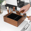 MOJAE nine-hole walnut coffee tamping base, tamper powder spreader handle, wooden base, coffee utensil storage base, nine-hole combination wooden base set, 51mm set