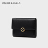 CAHOE KULLO official cowhide wallet women's short 2025 new clutch bag women's card holder coin purse multi-card slot wallet black-CK birthday gift for girlfriend