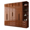 Hengyun Wardrobe New Chinese Style Golden Rosewood Wardrobe with Drawers Bedroom Home Locker Top Cabinet Wardrobe Z8628-1 Six-Door Wardrobe with Center Drawer Golden Rosewood