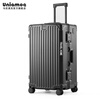 Uniamog German brand suitcase multifunctional suitcase large capacity aluminum frame trolley case student password leather case checked Obsidian black (steel shaft universal wheel anti-fall and can be checked) 32 inches / USB charging + water cup holder + load-bearing hook