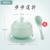 LIFEEYES celadon water-proof stew pot, ceramic tableware, bird's nest dessert, lotus bamboo dragon, white porcelain with lid, Bu Bu Liansheng (green)-400ml