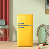DEMULLER Retro Refrigerator Small Large Capacity Home Rental Refrigerator Cosmetics Silent Powerful Internet Celebrity Refrigerator Refrigerator Freezer Energy Saving BCD-118 Wheat Yellow