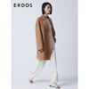 ERDOS mid-length solid color commuting style loose coat suit collar cocoon style simple versatile women's woolen coat Maple Leaf Brown 160/84A/M