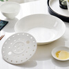 Guoyue bone china dumpling plate double-layer drained rice plate gold-rimmed dumpling plate household European large ceramic deep plate pure white drained dumpling plate (bone china) 26cm 2 pieces