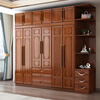 Hengyun Wardrobe New Chinese Style Golden Rosewood Wardrobe with Drawers Bedroom Home Locker Top Cabinet Wardrobe Z8628-1 Six-Door Wardrobe with Center Drawer Golden Rosewood