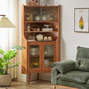 JIAYI solid wood corner cabinet sideboard corner cabinet living room dining room triangle cabinet corner cabinet cabinet wine cabinet display cabinet cherry wood color