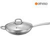 Othello food grade 304 stainless steel wok milk pan two-piece set uncoated wok gas induction cooker universal set