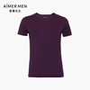 Mr. Admiration Solid Color Modal Round Neck Short Sleeve Top Men's T-Shirt NS12F61 Purple Red L
