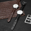 Istrap genuine leather watch strap for men and women with crocodile pattern cowhide suitable for Tissot, Longines, Mido, Citizen, Casio dw, Seiko Seagull, Fiyada, Armani watch with Leloc bracelet, black same color thread, golden pin buckle and dial interface width 20mm