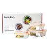 LOCK&LOCK heat-resistant glass crisper, microwave lunch box, lunch box for office workers, students, lunch box, fruit meal crisper bowl, three-piece set