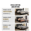 Lin's home leather art bed double bed 1.8m 1.5m master bedroom large bed head layer cowhide bed bedroom furniture TPC662 black brown floor bed 1.8mx2m bed + 0 glue spine pad (20cm)