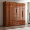 Hengyun Wardrobe New Chinese Style Golden Rosewood Wardrobe with Drawers Bedroom Home Locker Top Cabinet Wardrobe Z8628-1 Six-Door Wardrobe with Center Drawer Golden Rosewood