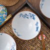 Mino Yaki Japanese imported ceramic rice bowl 4.5-inch hibiscus flower bowl 5-piece set