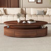 Jin Luyuan Italian simple natural walnut oval solid wood coffee table combination small apartment living room home fashion high-end walnut wood grain 1.2洣
