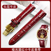 Burgundy leather strap for women Citizen Baodiao Longines Geya Guzun Huawei GT3watch3 watch chain matte burgundy gold pin buckle 14mm