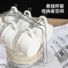 Mongdio Ceramic Coffee Cup Set Small Exquisite Light Luxury Latte Cup Hanging Ear American Cup Saucer with Stand Phnom Penh 6 Cups 6 Saucers 6 Spoons + Silver Stand Set