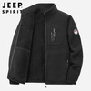 JEEP SPIRIT Jeep Jacket Men's Spring and Autumn Stand Collar Polar Fleece Jacket Men's Velvet Cardigan Sweater Men's Dark Gray XL