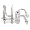 Jinchao 304 stainless steel double U-bolt screw U-shaped buckle cross water pipe clamp holder pipe clamp hoop M8*32*32-M8*1 inch*1 inch
