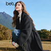 Betu women's new winter woolen coat lapel double-sided wool coat 100% sheep wool coat 2411T25 black S