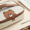 Baichunbao student lunch box bag handbag square flat insulated lunch box bag lunch box handbag with rice bag lunch bag square bear medium size