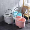 Plastic old-fashioned mop bucket rotating wringing water single bucket manual squeezing bucket hand-pressed mop bucket mop bucket ordinary green (one bucket and one wringer)